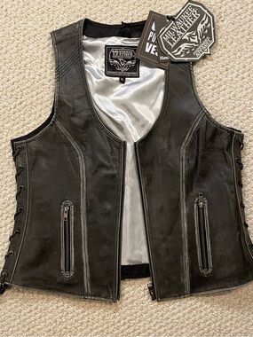 Milwaukee Leather Womens XL Motorcycle Vest.  New with Tags.  Distressed Gray